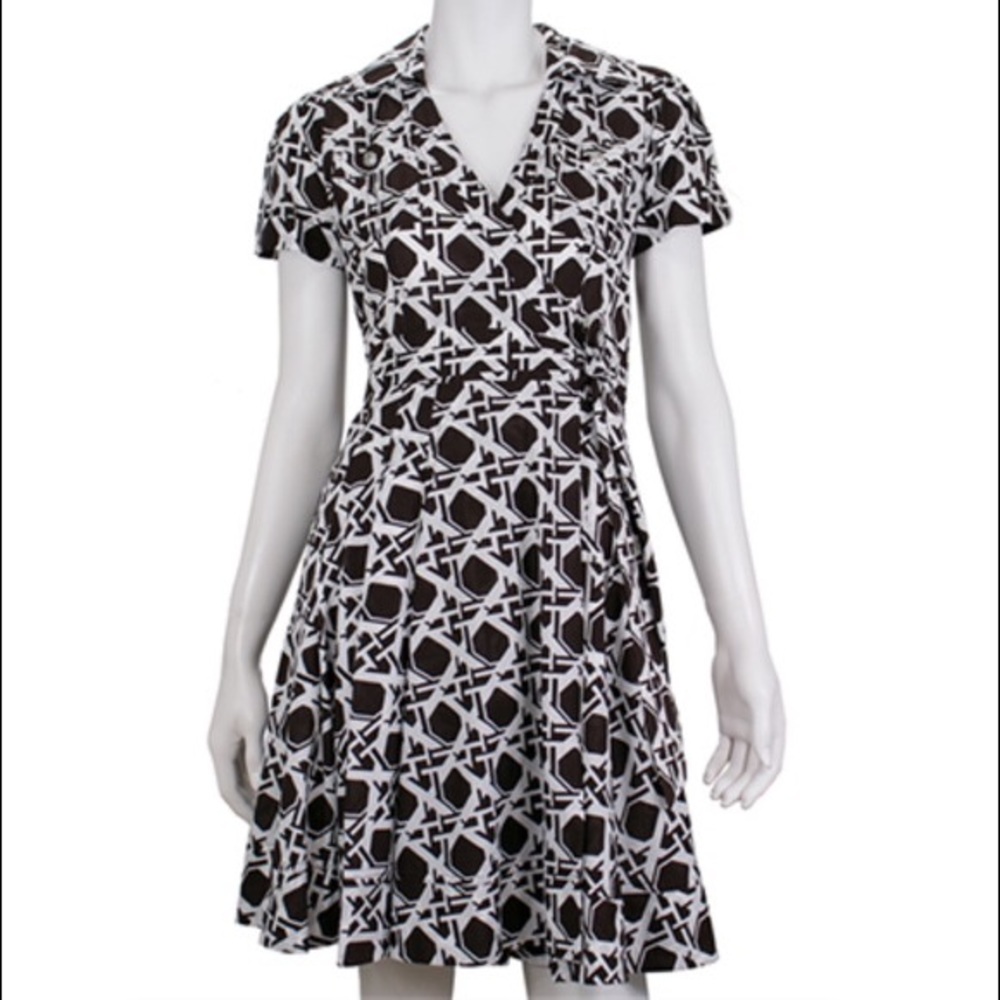 DVF “Kaley” Caning Large Mocha Wrap Dress